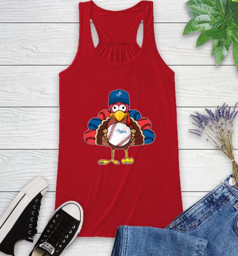 Los Angeles Dodgers Turkey thanksgiving Racerback Tank - Image 7