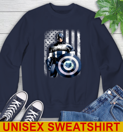 Memphis Grizzlies NBA Basketball Captain America Marvel Avengers American Flag Shirt Sweatshirt 2