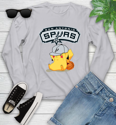 NBA Pikachu Basketball Sports San Antonio Spurs Youth Long Sleeve 5