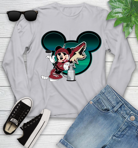 NHL Arizona Coyotes Stanley Cup Mickey Mouse Disney Hockey T Shirt Youth Long Sleeve 5