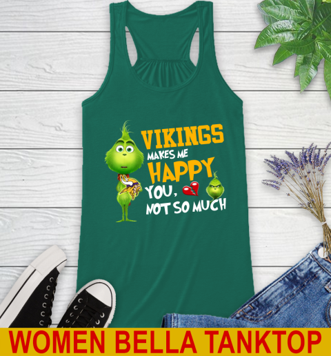 NFL Minnesota Vikings Makes Me Happy You Not So Much Grinch Football Sports Racerback Tank 5