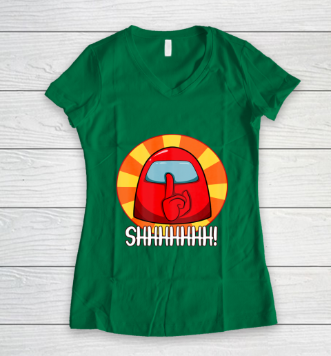 Among Us Game Shirt Cool Among Us shirt Crewmate or Impostor SHHHHHH Women's V-Neck T-Shirt 3