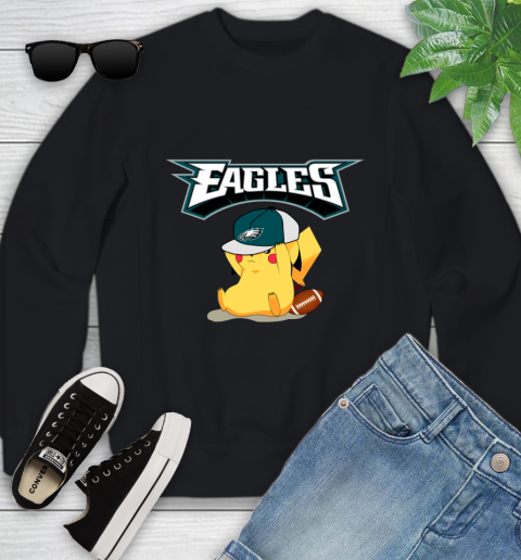 NFL Pikachu Football Sports Philadelphia Eagles Youth Sweatshirt 2