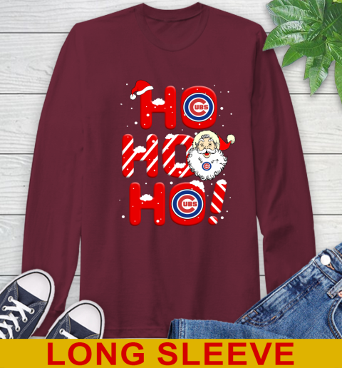 Chicago Cubs MLB Baseball Ho Ho Ho Santa Claus Merry Christmas Shirt Long Sleeve T-Shirt 7