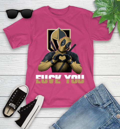 NHL Vegas Golden Knights Deadpool Love You Fuck You Hockey Sports Youth T-Shirt 11