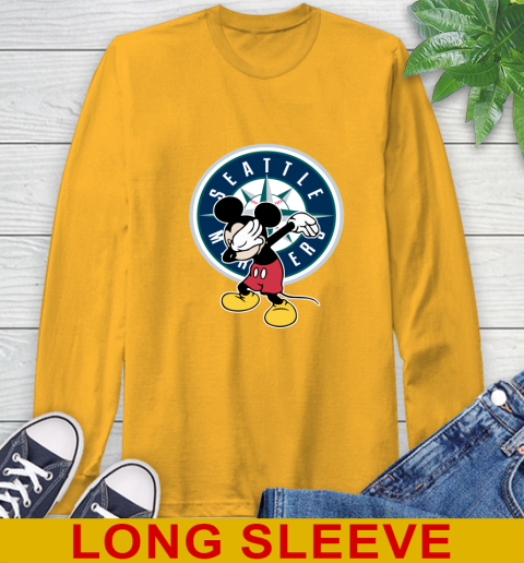 Seattle Mariners MLB Baseball Dabbing Mickey Disney Sports Long Sleeve T-Shirt 3