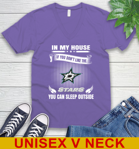 Dallas Stars NHL Hockey In My House If You Don't Like The Stars You Can Sleep Outside Shirt V-Neck T-Shirt 8