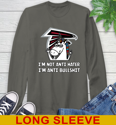 Atlanta Falcons NFL Football Unicorn I'm Not Anti Hater I'm Anti Bullshit Long Sleeve T-Shirt 8