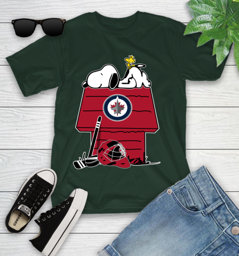 Winnipeg Jets NHL Hockey Snoopy Woodstock The Peanuts Movie Youth T-Shirt 5