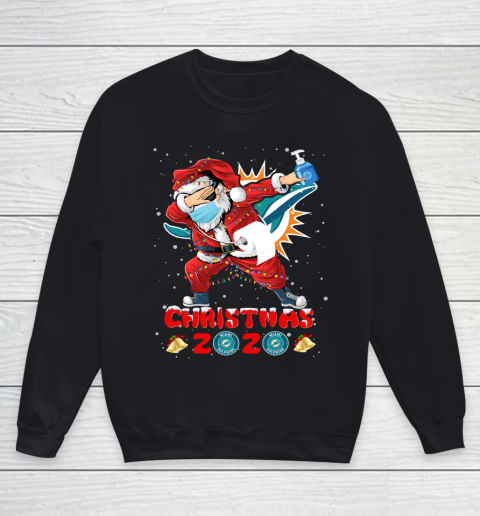 Miami Dolphins Funny Santa Claus Dabbing Christmas 2020 NFL Youth Sweatshirt