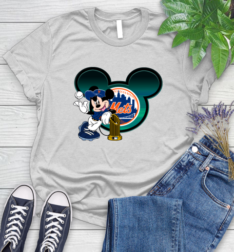MLB New York Mets The Commissioner's Trophy Mickey Mouse Disney Women's T-Shirt