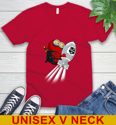NHL Hockey Los Angeles Kings Deadpool Minion Marvel Shirt V-Neck T-Shirt 6