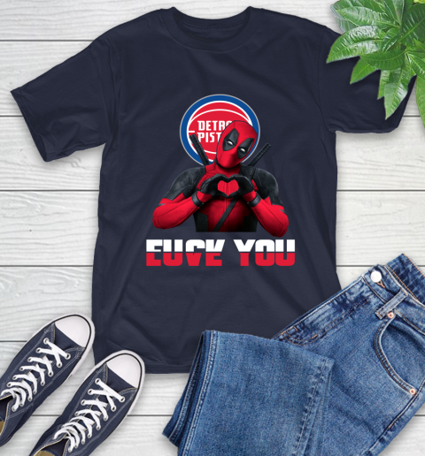 NBA Detroit Pistons Deadpool Love You Fuck You Basketball Sports T-Shirt 3