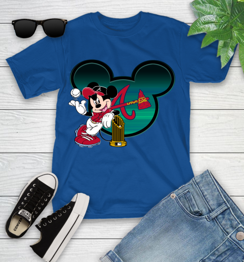 MLB Atlanta Braves The Commissioner's Trophy Mickey Mouse Disney Youth T-Shirt 9