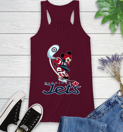NHL Hockey Winnipeg Jets Cheerful Mickey Mouse Shirt Racerback Tank 3