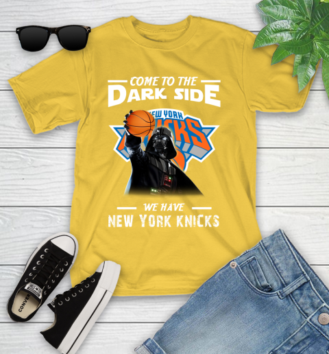 NBA Come To The Dark Side We Have New York Knicks Star Wars Darth Vader Basketball Youth T-Shirt 10