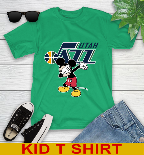 Utah Jazz NBA Basketball Dabbing Mickey Disney Sports Youth T-Shirt 6