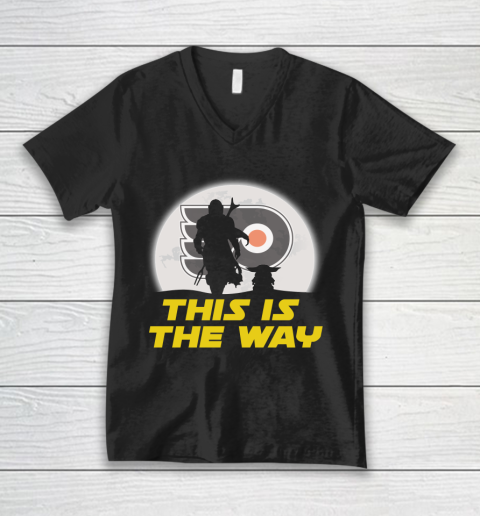 Philadelphia Flyers NHL Ice Hockey Star Wars Yoda And Mandalorian This Is The Way V-Neck T-Shirt