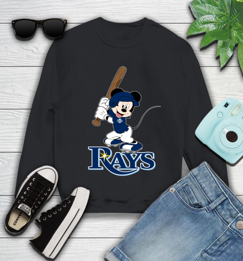 MLB Baseball Tampa Bay Rays Cheerful Mickey Mouse Shirt Youth Sweatshirt
