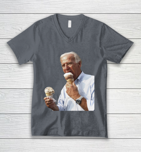 Joe Biden Eating Ice Cream V-Neck T-Shirt 4