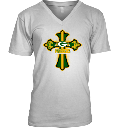 NFL Green Crusader Cross Green Bay Packers Women's V-Neck T-Shirt -  Rookbrand