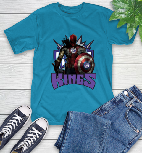 Sacramento Kings NBA Basketball Captain America Thor Spider Man Hawkeye Avengers T-Shirt 8