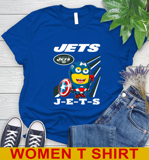 NFL Football New York Jets Captain America Marvel Avengers Minion Shirt Women's T-Shirt 10
