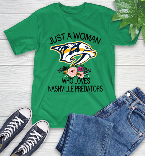 NHL Just A Woman Who Loves Nashville Predators Hockey Sports T-Shirt 5