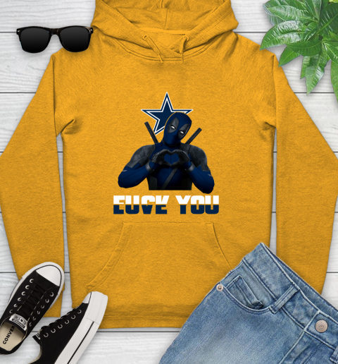 NHL Dallas Cowboys Deadpool Love You Fuck You Football Sports Youth Hoodie 2