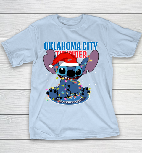 Oklahoma City Thunder NBA noel stitch Basketball Christmas Youth T-Shirt 4