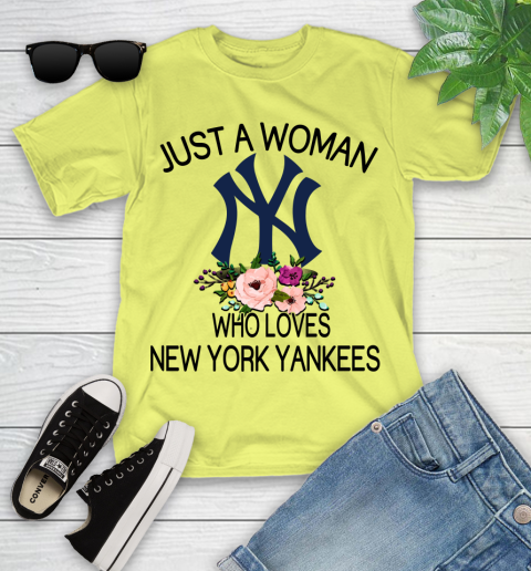 MLB Just A Woman Who Loves New York Yankees Baseball Sports Youth T-Shirt 5