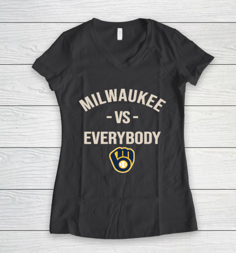 Milwaukee Brewers Vs Everybody Women's V-Neck T-Shirt 6