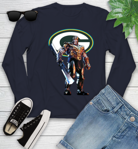 NFL Thanos Gauntlet Avengers Endgame Football Green Bay Packers Youth Long Sleeve 3