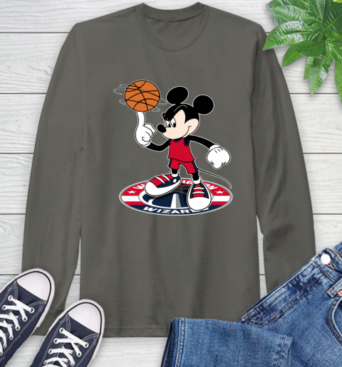 NBA Basketball Washington Wizards Cheerful Mickey Disney Shirt Long Sleeve T-Shirt 9