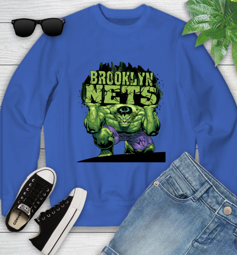Brooklyn Nets NBA Basketball Incredible Hulk Marvel Avengers Sports Youth Sweatshirt 8