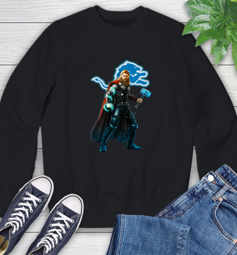NFL Thor Avengers Endgame Football Detroit Lions Sweatshirt 2