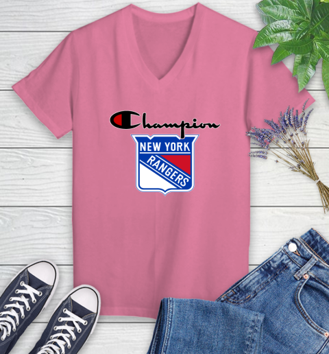NHL Hockey New York Rangers Champion Shirt Women's V-Neck T-Shirt 9