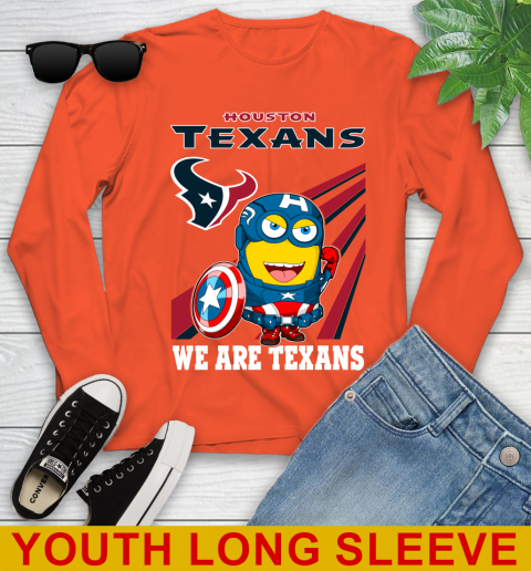 NFL Football Houston Texans Captain America Marvel Avengers Minion Shirt Youth Long Sleeve 3