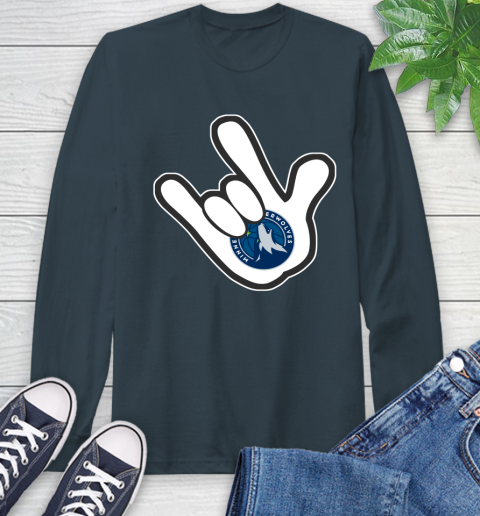 Minnesota Timberwolves NBA Basketball Mickey Rock Hand Disney Long Sleeve T-Shirt 8