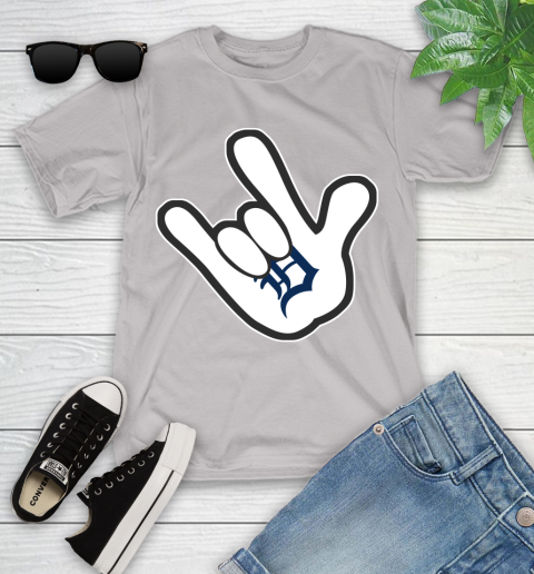 Detroit Tigers MLB Baseball Mickey Rock Hand Disney Youth T-Shirt 12