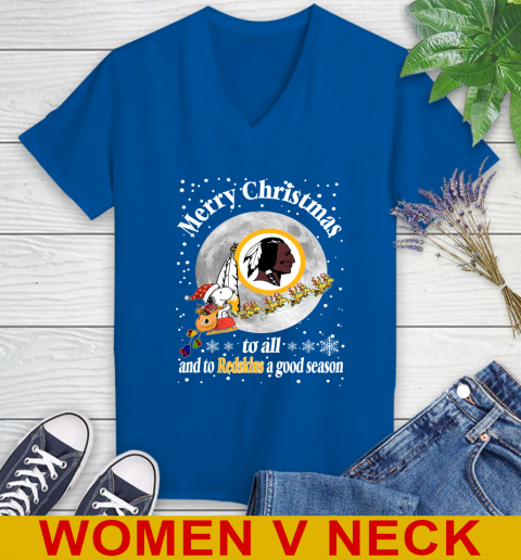 Washington Redskins Merry Christmas To All And To Redskins A Good Season NFL Football Sports Women's V-Neck T-Shirt 9