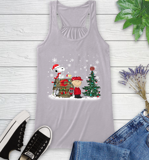NHL Calgary Flames Snoopy Charlie Brown Woodstock Christmas Stanley Cup Hockey Racerback Tank 4
