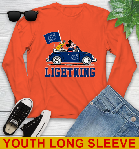 NHL Hockey Tampa Bay Lightning Pluto Mickey Driving Disney Shirt Youth Long Sleeve 4