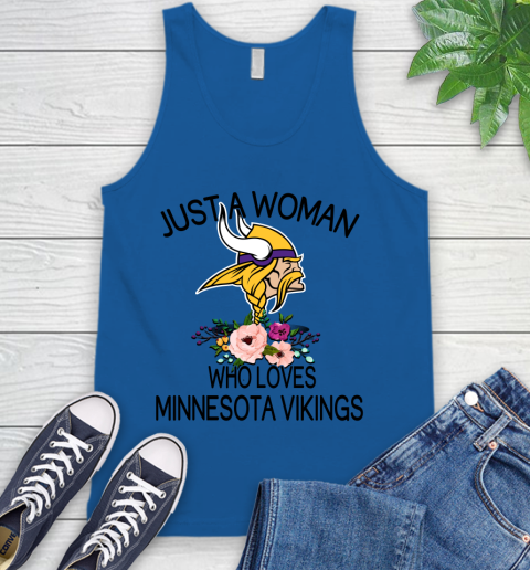 NFL Just A Woman Who Loves Minnesota Vikings Football Sports Tank Top 3