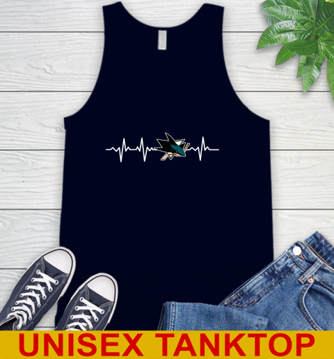 San Jose Sharks NHL Hockey Heart Beat Shirt Tank Top 2
