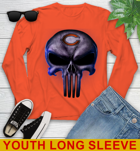 Chicago Bears NFL Football Punisher Skull Sports Youth Long Sleeve 3