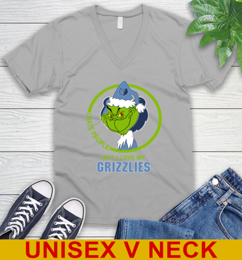 Memphis Grizzlies NBA Christmas Grinch I Hate People But I Love My Favorite Basketball Team V-Neck T-Shirt 4