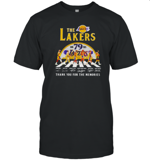 Los Angeles Lakers Abbey Road 79th Anniversary 1946 2025 Thank You For The Memories Signature T-Shirt