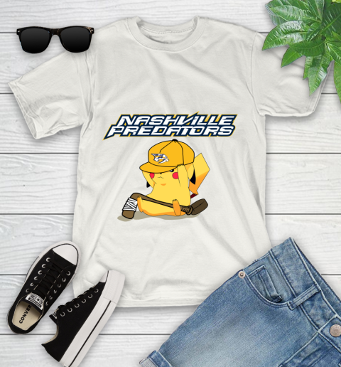 NHL Pikachu Hockey Sports Nashville Predators Youth T-Shirt