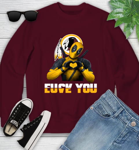 NHL Washington Redskins Deadpool Love You Fuck You Football Sports Youth Sweatshirt 4